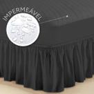 Conjunto Impermeável Capa Casal King Preto + Saia box