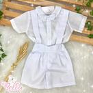 Conjunto inafntil batizado menino algodão suspensório ariel