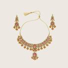 Conjunto Indiano Rosa Majestade Colar + Brincos