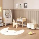 Conjunto Infantil 1 Estante 1 Mesa 1 Cadeira e Baú Corujinha Casatema Branco/Natural
