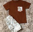 Conjunto Infantil 100% ALGODÃO Camisa florida + Bermuda estampada