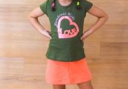 Conjunto Infantil 100% malha Short liso Blusa estampada