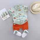 Conjunto Infantil 2 Peças - Camisas de Manga Curta com Estampa de Dinossauro - Gola Alta