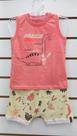 Conjunto Infantil 2pçs Regata Elian Dinossauro Amarelo/Coral Tam 2