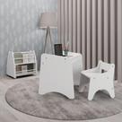Conjunto Infantil 3 Pecas 1 Mesa 1 Cadeira Com Regulagem 1 Biblioteca Porta Livros