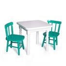 Conjunto Infantil 60x60 Com 2 Cadeiras - Turquesa - JM Móveis Conjunto Infantil 60x60 Com 2 Cadeiras - Turquesa - JM Móveis