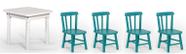 Conjunto Infantil 60x60 Com 4 Cadeiras - Turquesa - JM Móveis Conjunto Infantil 60x60 Com 4 Cadeiras - Turquesa - JM Móveis