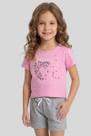 Conjunto Infantil Algodão Menina Blusa Cropped e Shorts com Elástico Verão Be Happy