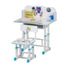 Conjunto Infantil Astronauta Azul Mesa Cadeira Ajustável Aço Reforçado MDP Prateleira Armazenamento Criança Escola