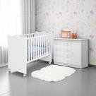 Conjunto Infantil Aurora Branco: Berço + Kit Rodízios + Cômoda + Guarda-roupa