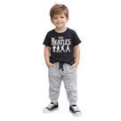 Conjunto Infantil Beatles Camiseta Preta Calça Moletom Luxo -