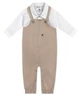 Conjunto Infantil Bebê Body Tricoline E Jardineira Macacão Em Sarja Com Elastano Charpey