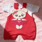 Conjunto Infantil Bebe Jardineira Menina Bordado 3D 2 Peças Verão Body Manga Curta Feminino Conjunto Infantil Bebe Jardineira Menina Bordado 3D 2 Peças Verão Body Manga Curta Feminino