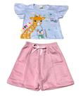 Conjunto Infantil Bebê Menina Blusa Estampa Girafa E Shorts