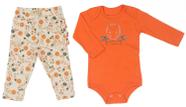 Conjunto Infantil Bebê Menina Ouriço em Ribana Laranja Have Fun