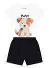 Conjunto Infantil Bebê Menino Camiseta Manga Curta e Bermuda em Moletinho Brandili
