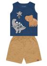 Conjunto Infantil Bebê Menino Camiseta Regata Preta e Bermuda Flamê Azul Brandili