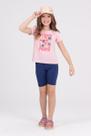 Conjunto Infantil Bermuda Ciclista Flower Power Rosa Claro