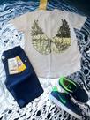 Conjunto infantil bermuda sarja e camiseta algodão detalhes em paetês