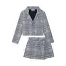 Conjunto Infantil Blazer Boxy e Short-Saia Malha Tweed Brilho Kukie Menina Feminino