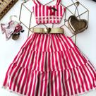 Conjunto Infantil Blogueirinha Saia média longa E Cropped