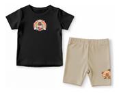 Conjunto Infantil Blusa Bermuda Capivara Algodão Leve Verão