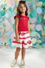 Conjunto Infantil Blusa Boxy e Saia Rodada Estampa Laço Vermelho - Infanti