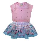 Conjunto Infantil Blusa Cotton e Saia Shorts Estampado