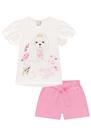 Conjunto Infantil Blusa em Cotton Cachorra Fofa com Shorts em Sarja Pita Princess by Infanti