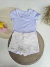 Conjunto Infantil Blusa Gola Boneca e Shorts Saia emn Laise Cor:BrancoTamanho:2 Conjunto Infantil Blusa Gola Boneca e Shorts Saia emn Laise Cor:BrancoTamanho:2
