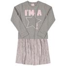 Conjunto Infantil Blusa Manga Longa e Saia Midi Mescla Cinza Quimby Conjunto Infantil Blusa Manga Longa e Saia Midi Mescla Cinza Quimby