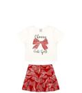 Conjunto infantil blusa reta com shorts saia 19327