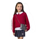 Conjunto Infantil Blusa Vermelha Camisa Costurada e Saia Cinza Kamylus
