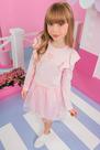 Conjunto Infantil Blusaa Boxy ML em Cotton Babados e Coração Strass e Saia em Tule Princess By Infanti