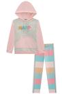 Conjunto Infantil Blusão Alongado em Moletom c/Capuz Happy e Legging Color em Molecotton Conjunto Infantil Blusão Alongado em Moletom c/Capuz Happy e Legging Color em Molecotton