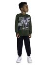 Conjunto Infantil Blusão e Calça Jogger em Moletom Peluciado Dinossauro - Brandili