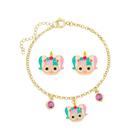 Conjunto Infantil Boneca Unicórnio Resinado Folheado A Ouro 18K Antialérgico - CJPRIPL34BF34