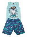 Conjunto infantil cachorro skatista regata + bermuda
