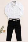 Conjunto Infantil Camisa e Calça com Cinto Milon Cor:BrancoTamanho:12 Conjunto Infantil Camisa e Calça com Cinto Milon Cor:BrancoTamanho:12