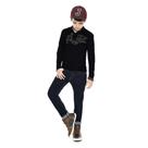 Conjunto Infantil Camisa ML Polo em Malha Botonê Preta e Calça Jeans Azul Escuro Johnny Fox