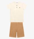 Conjunto Infantil Camiseta Com Bermuda Trick Nick Bege
