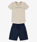 Conjunto Infantil Camiseta Com Bermuda Trick Nick Bege