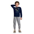 Conjunto Infantil Camiseta ML Sneaker Azul Marinho e Calça Moletom Mescla Kyly