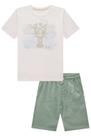 Conjunto Infantil Camiseta Off White/Bermuda Verde Luc.boo Conjunto Infantil Camiseta Off White/Bermuda Verde Luc.boo