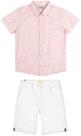 Conjunto Infantil Camiseta Xadrez Com Bermuda Em Sarja Charpey Menino Rosa E Branco