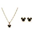 Conjunto Infantil Colar e Brinco Mickey Folheado Ouro 18k Antialérgico