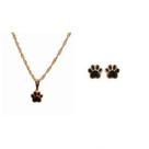 Conjunto Infantil Colar e Brinco Patinha Cachorro Folheado