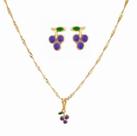 Conjunto Infantil Colar e Brinco Uva Folheado Ouro 18K