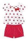 Conjunto Infantil Coleção Verão Blusa E Short Estampado Cogumelos Vermelho Kyly