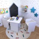 Conjunto Infantil com 1 Mesa e 2 Banquetas Branco